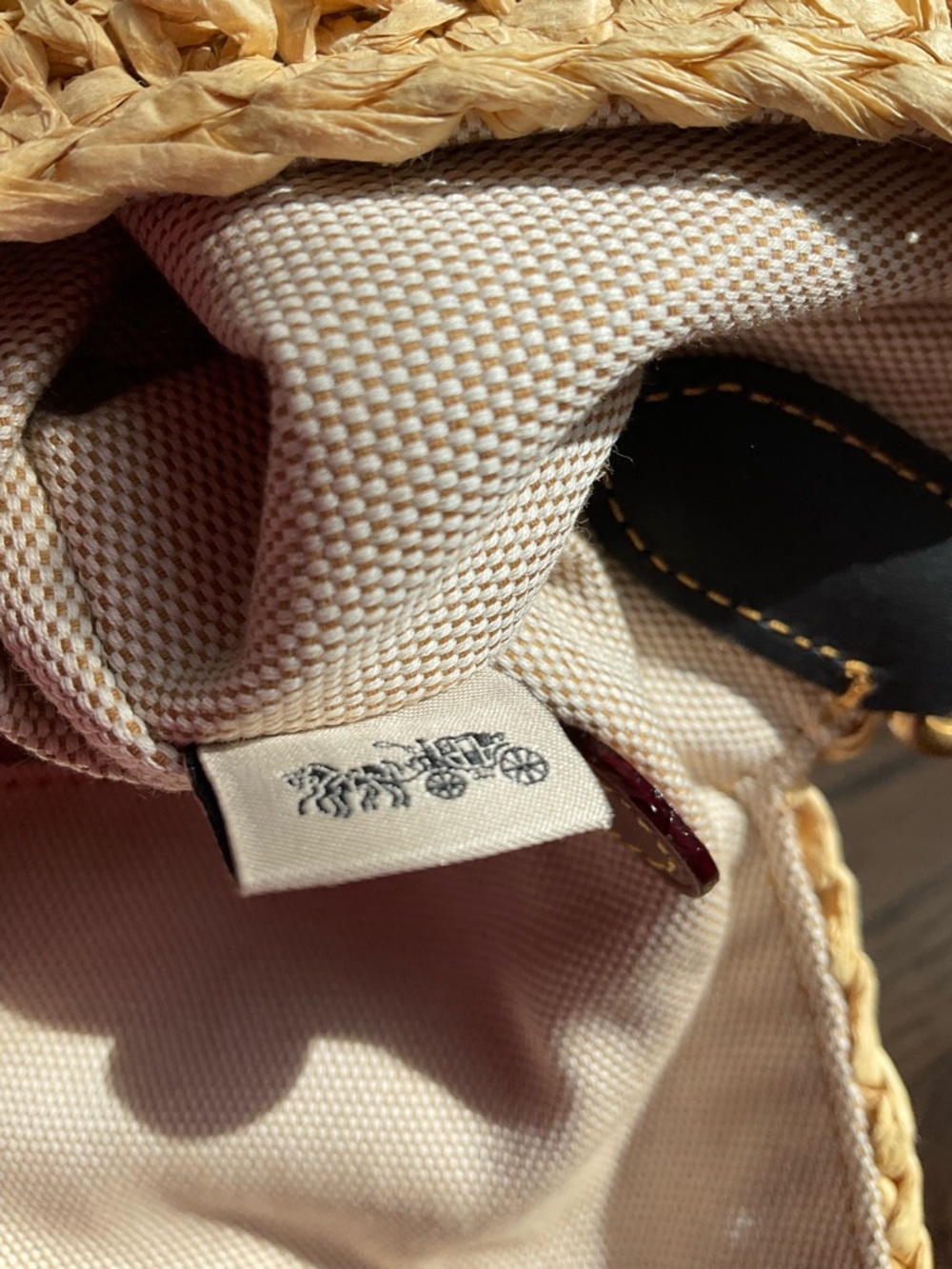 Coach soft Tabby 2022 summer straw raffia crochet purse leather straps like new - Picture 15 of 16